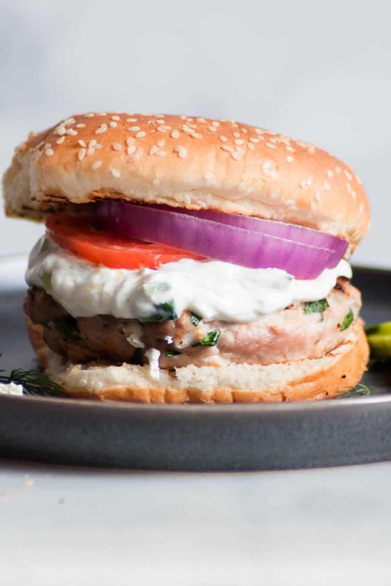 Healthy Greek Turkey Burgers with Tzatziki by Erin Lives Whole