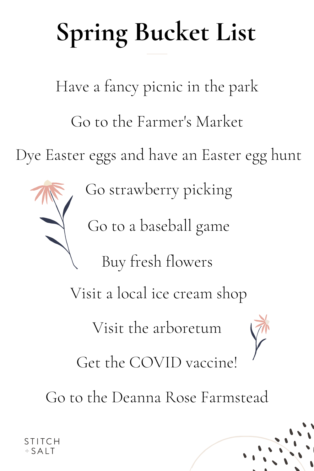 a collage graphic with a list of spring activities