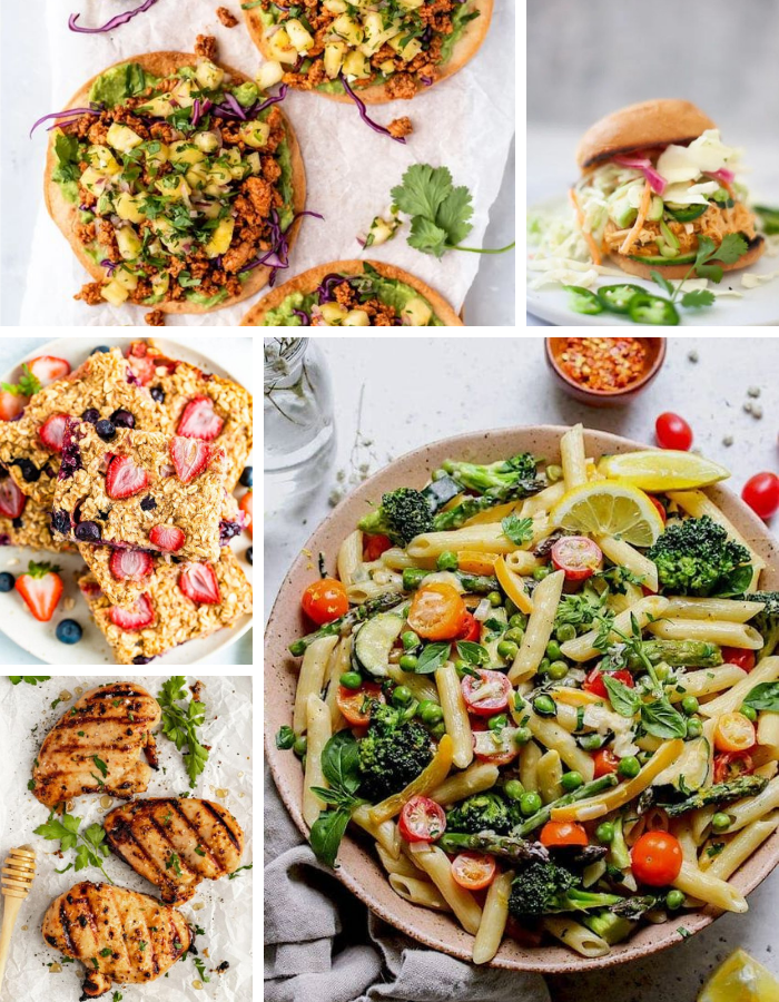 a collage graphic with pictures of different recipes