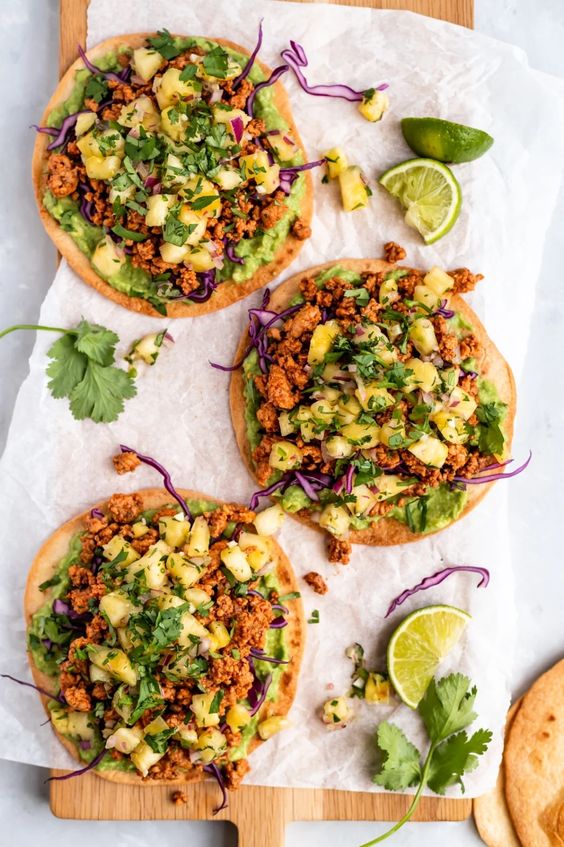 Chipotle Chicken Tostadas with Pineapple Salsa by Ambitious Kitchen