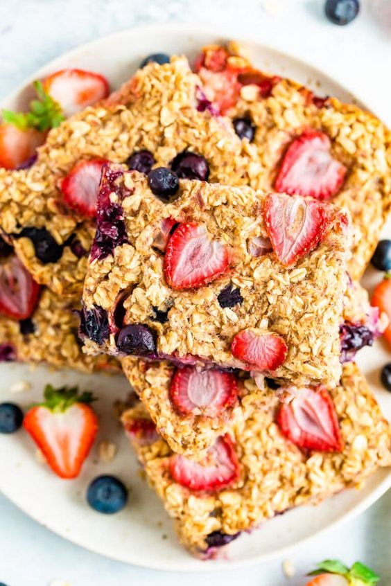 Berry Baked Oatmeal Bars by Eating Bird Food