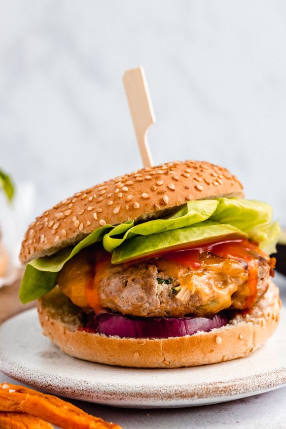 Buffalo Zucchini Chicken Burgers by Ambitious Kitchen