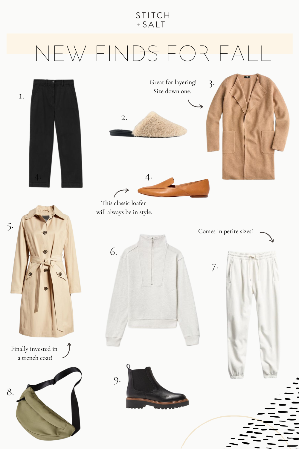 a collage graphic with fall wardrobe pieces 