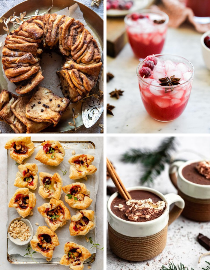 a collage with four festive holiday recipes