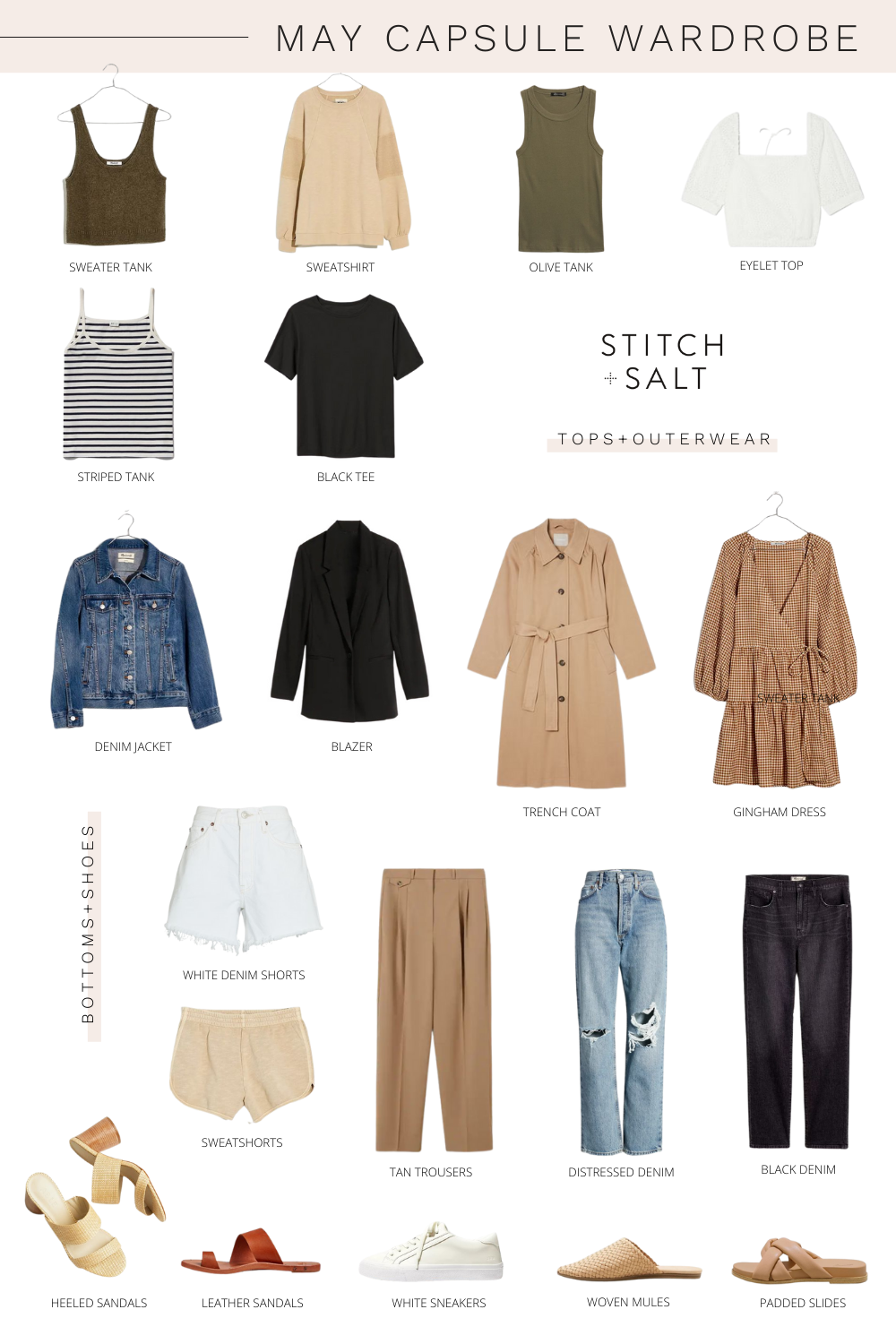 a collage graphic with my may capsule wardrobe