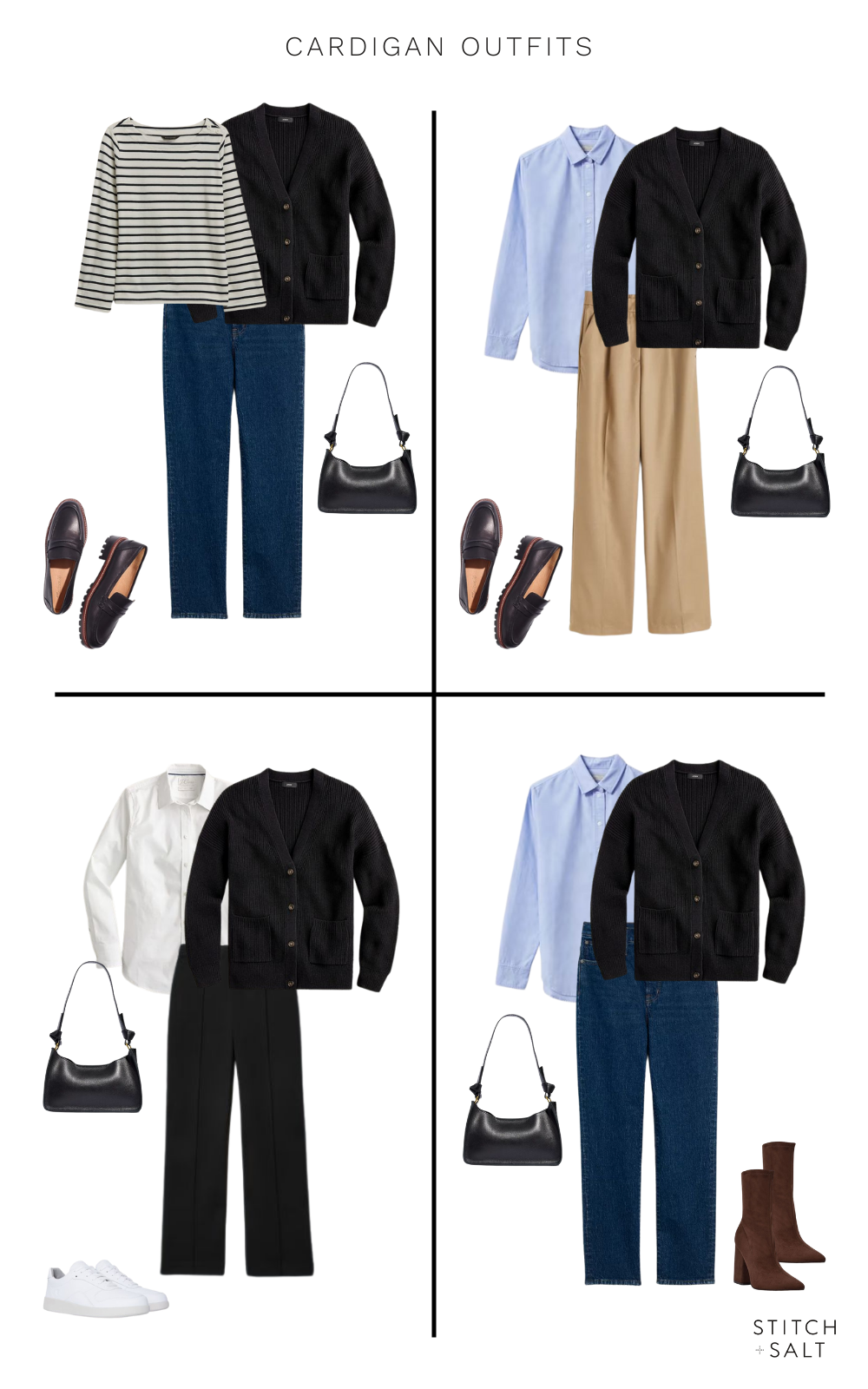 workwear outfit ideas with a black cardigan