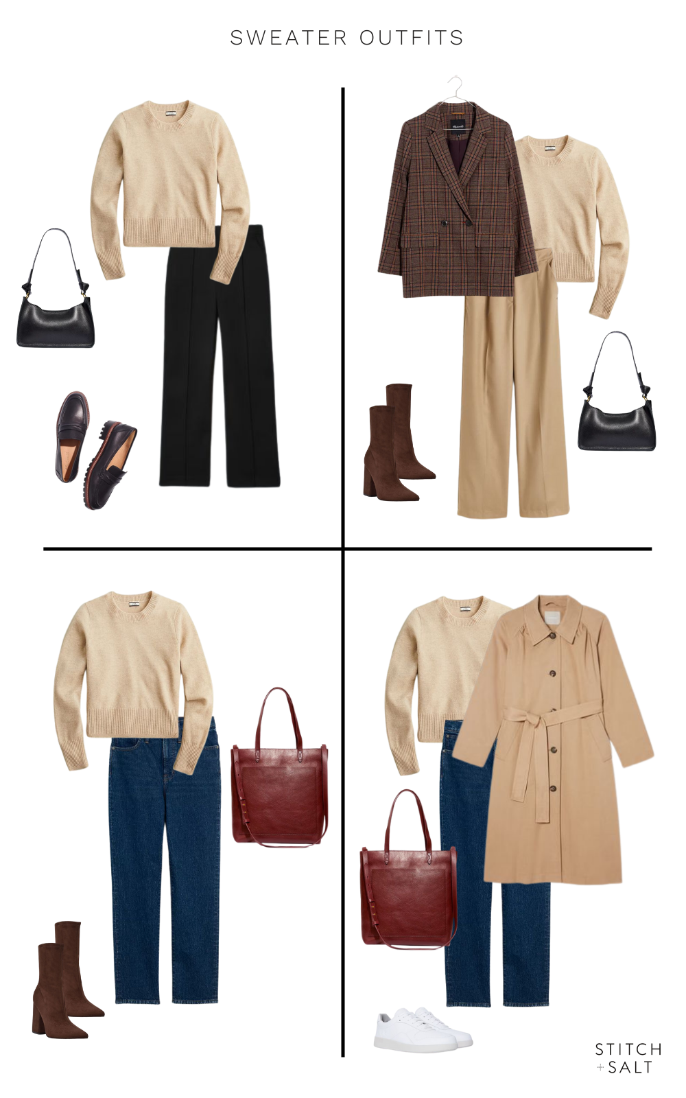 workwear outfit ideas with a cashmere sweater