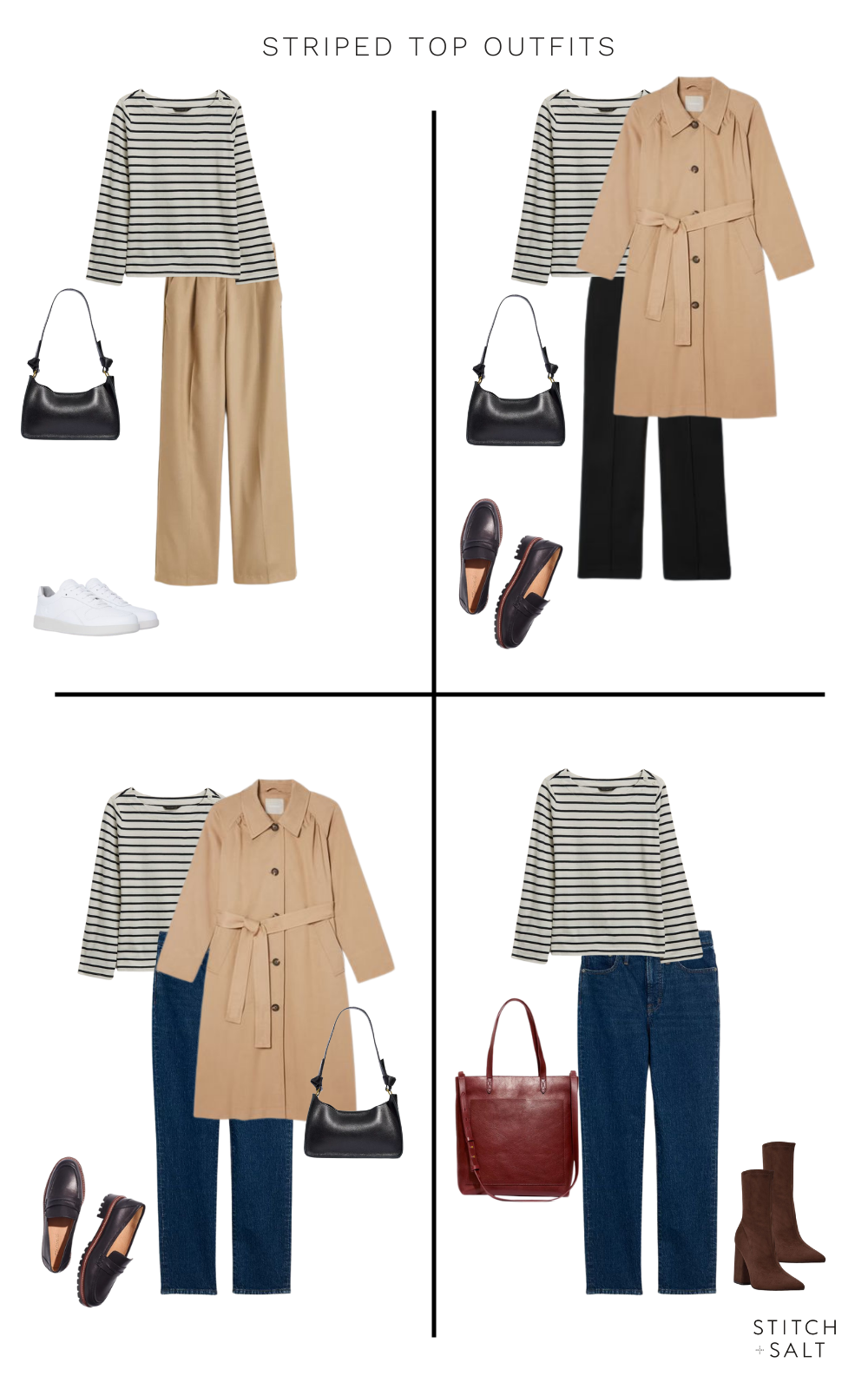 workwear outfit ideas with a striped top