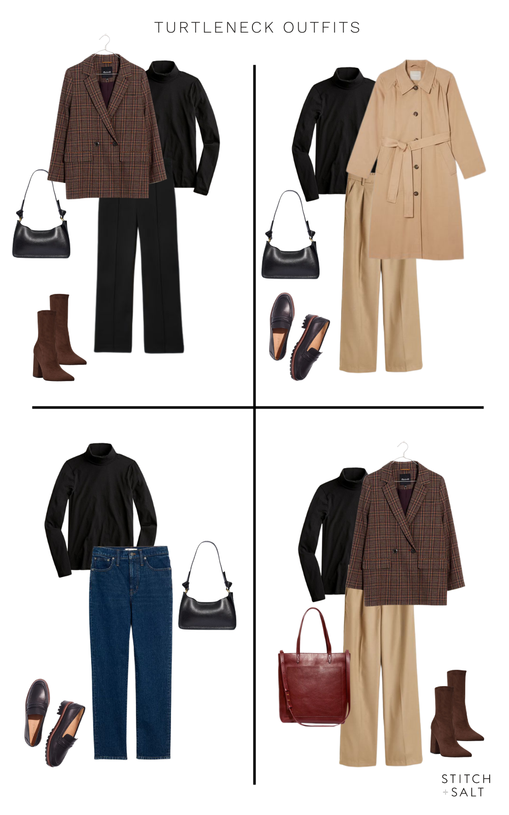workwear outfit ideas with a black turtleneck