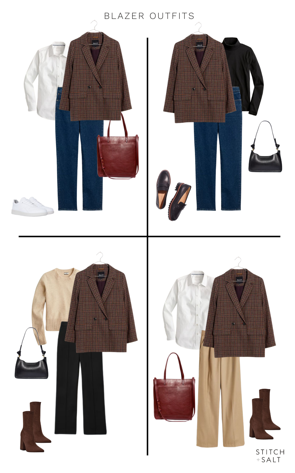 workwear outfit ideas with a plaid blazer