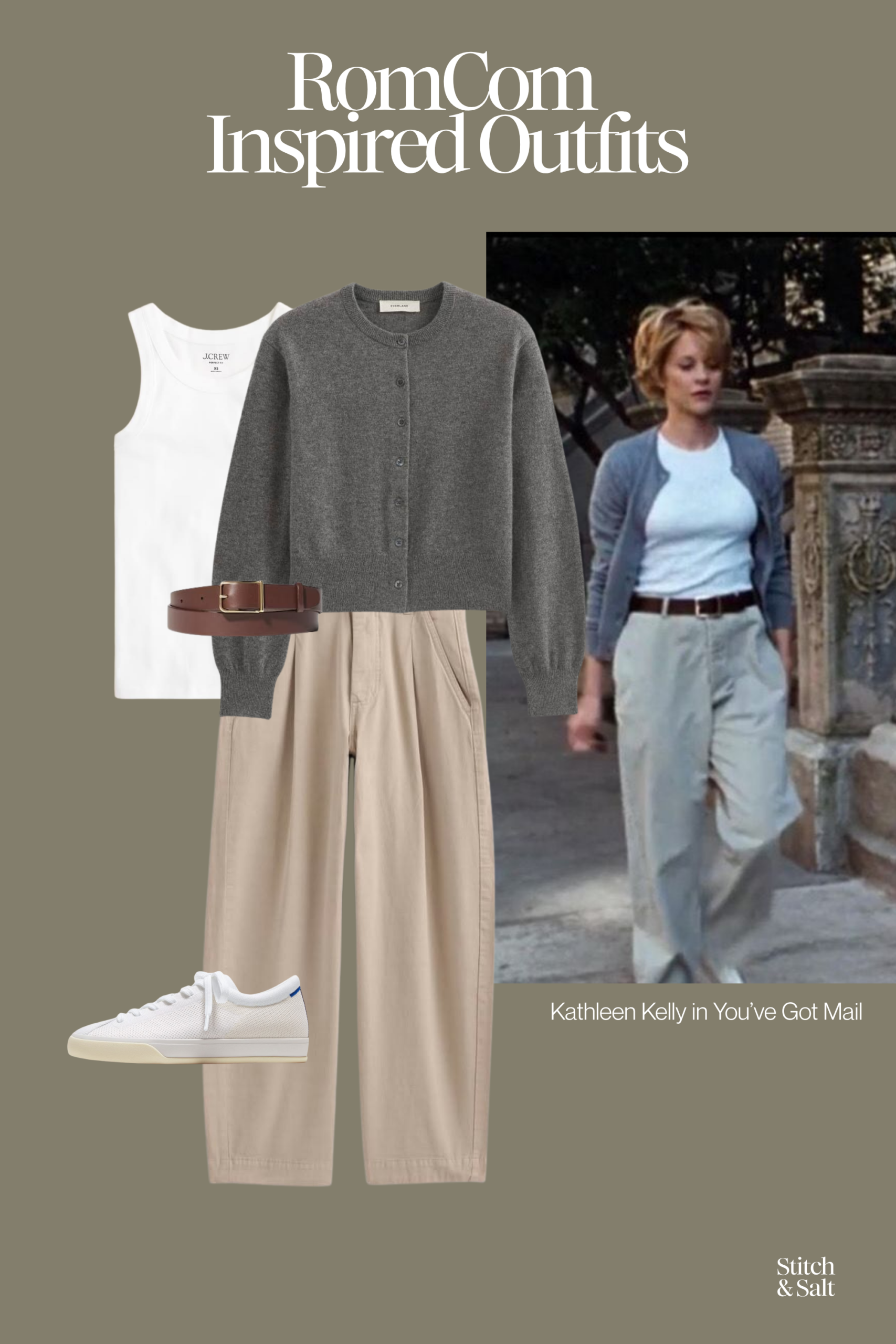 romcom inspired outfit from Kathleen Kelly in You